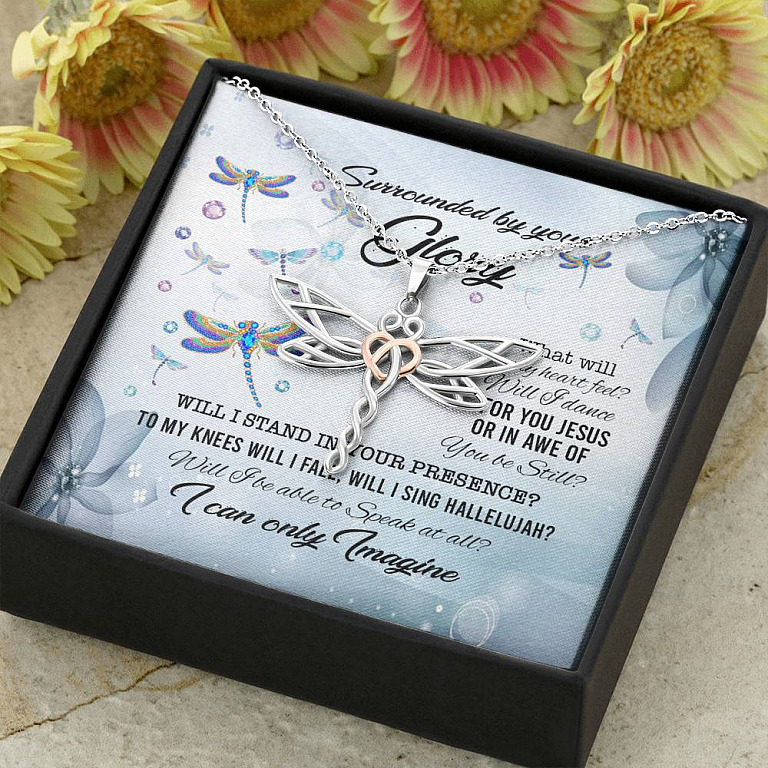 Dragonfly Surrounded by Your Glory What Will My Heart Feel Will I Dance for You Jesus Dragonfly Pendant Necklace