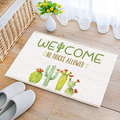Cactus Lover Welcome No Pricks Allowed Funny Indoor Outdoor Decorative Doormat