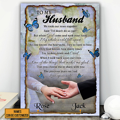 Alternative view of Personalized to My Husband We Took Our Vows Together Till Death Vintage Wrapped Framed Canvas Print - Unframed Poster