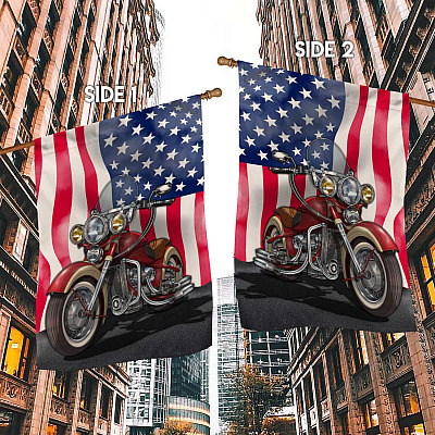 Alternative view of American Motorcycle Lovers Happy 4th Of July Garden Flag - House Flag - Wall Flag