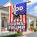 God Guns And Trump Garden Flag - 2nd Amendment House Flag - Pro Trump Pro Gun Wall Flag