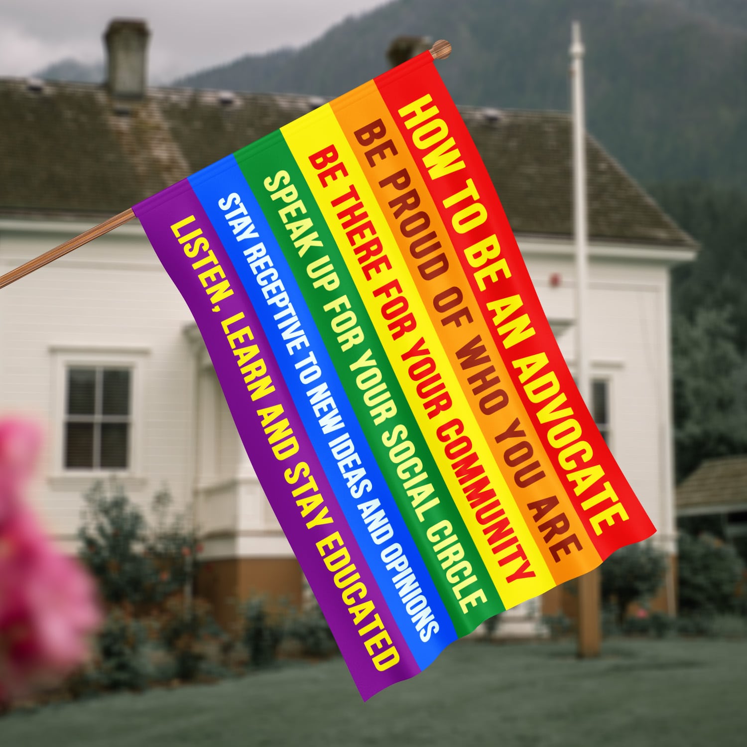 1. LGBT Flag (3) House Flag Mockup 4