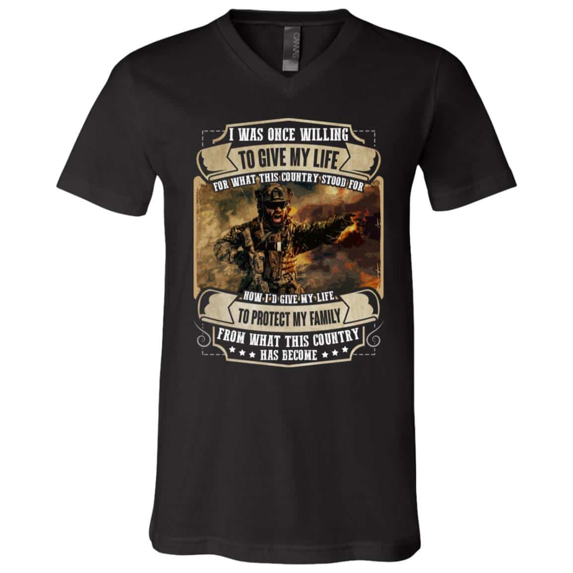 Memorial Day I Was, Black, V-Neck T-Shirt