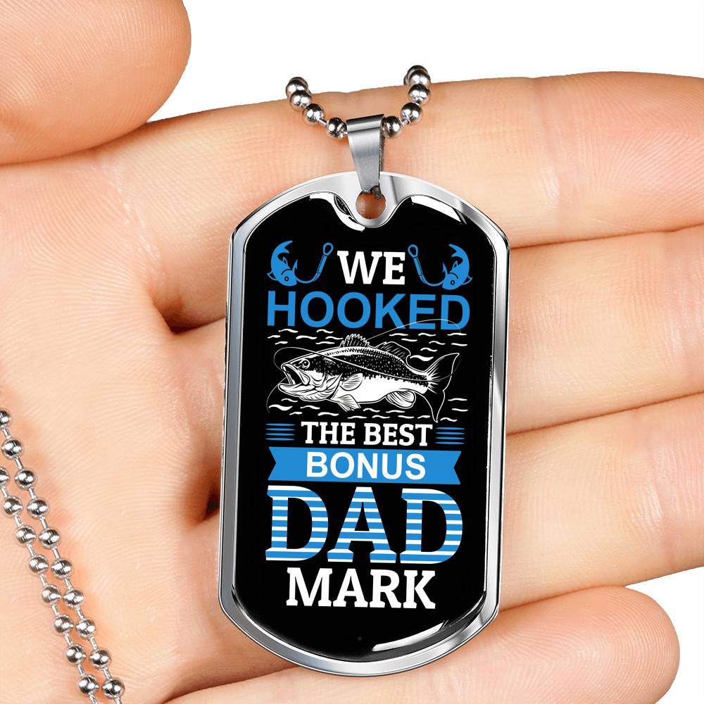Personalized We Hooked The Best Bonus Dad Dog Tag Pendant Necklace - Bonus Dad Dog Tags Personalized We Hooked The Best Bonus Dad Dog Tag Pendant Necklace - Bonus Dad Dog Tags