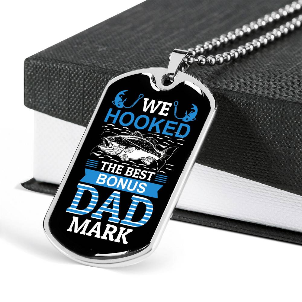 Personalized We Hooked The Best Bonus Dad Dog Tag Pendant Necklace - Bonus Dad Dog Tags Personalized We Hooked The Best Bonus Dad Dog Tag Pendant Necklace - Bonus Dad Dog Tags