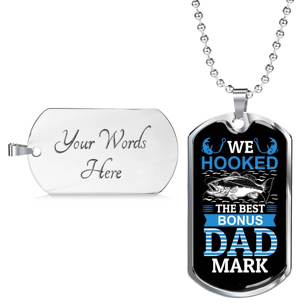 Personalized We Hooked The Best Bonus Dad Dog Tag Pendant Necklace - Bonus Dad Dog Tags Personalized We Hooked The Best Bonus Dad Dog Tag Pendant Necklace - Bonus Dad Dog Tags