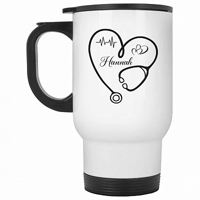 14 oz. White Travel Mug