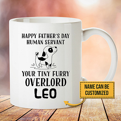 Alternative view of Personalized Happy Father's Day Human Servant Dog Dad Coffee Mug - Beer Stein - Water Bottle