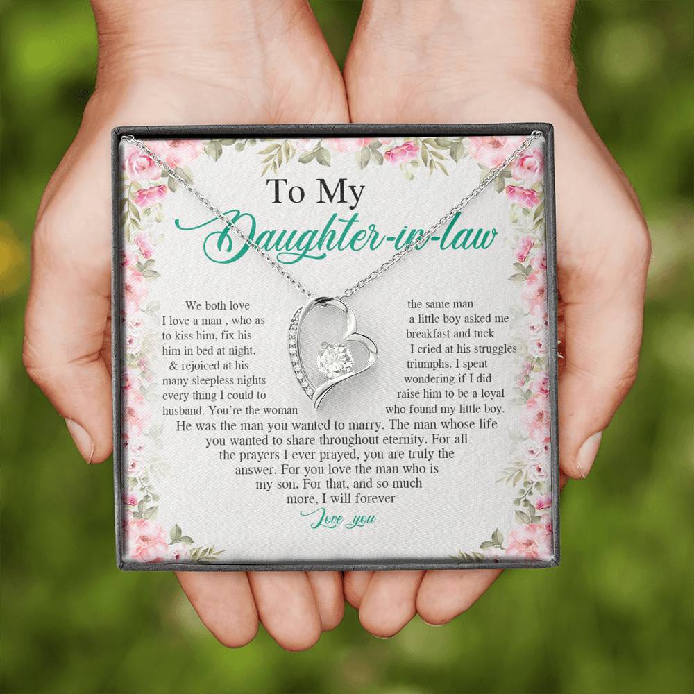 From Mother in Law to My Daughter in Law We Both Love the Same Man Forever Love Pendant Necklace From Mother in Law to My Daughter in Law We Both Love the Same Man Forever Love Pendant Necklace