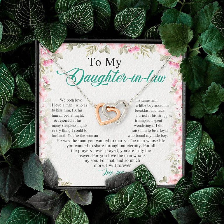 From Mother in Law to My Daughter in Law We Both Love the Same Man Interlocking Hearts Pendant Necklace
