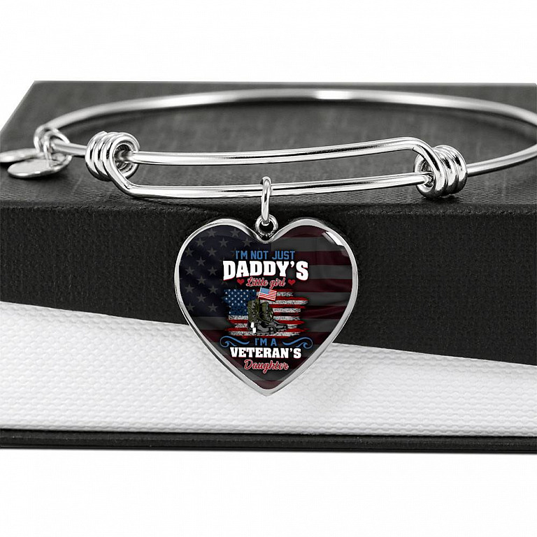 I'm Not Just Daddy's Little Girl I'm A Veteran's Daughter Luxury Heart Pendant Necklace - Daughter Of Veteran Gifts