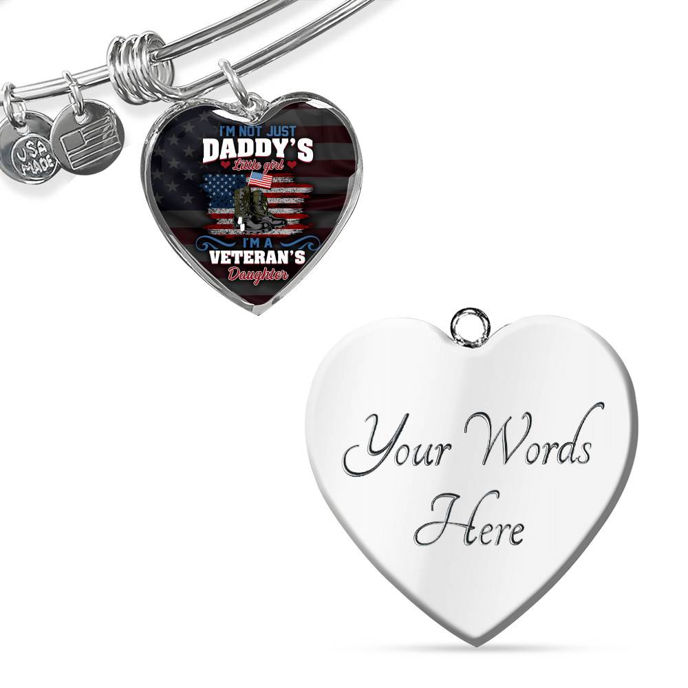 I'm Not Just Daddy's Little Girl I'm A Veteran's Daughter Luxury Heart Pendant Necklace - Daughter Of Veteran Gifts