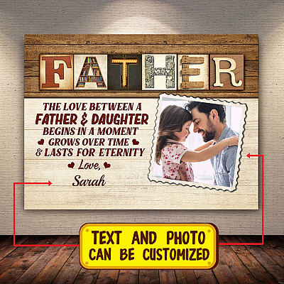 Alternative view of Custom Photo The Love Between a Father and Daughter Lasts For Eternity Framed Canvas - Unframed Poster