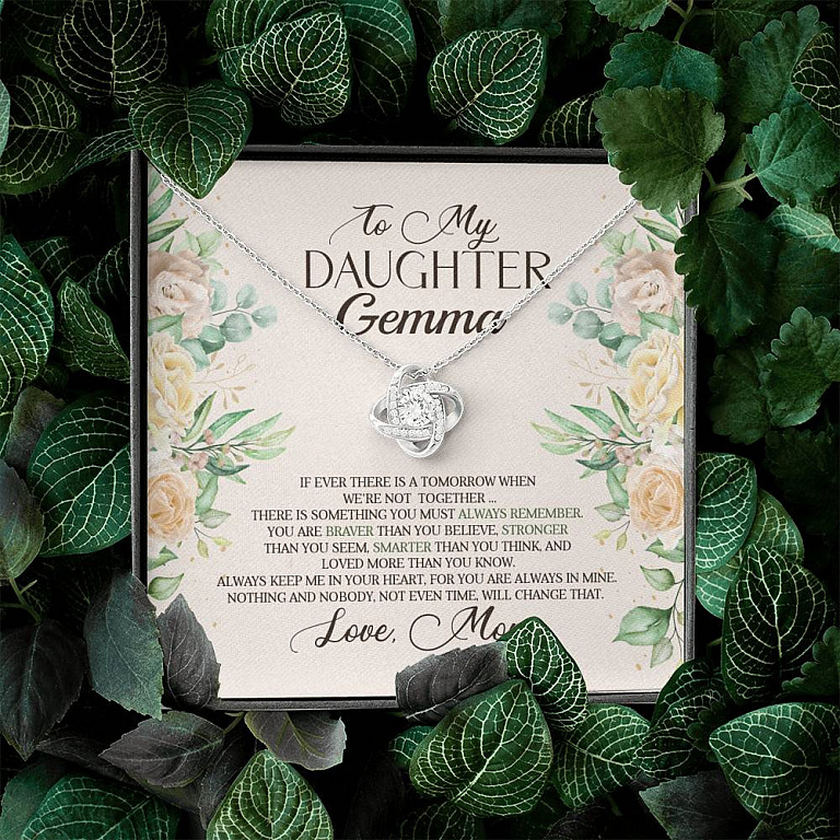 Personalized to My Daughter From Mom if Ever There Is Tomorrow Love Knot Pendant Necklace