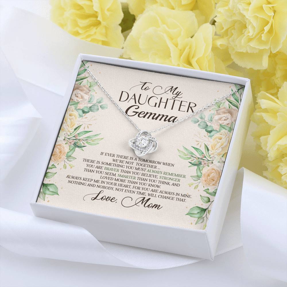 Personalized to My Daughter From Mom if Ever There Is Tomorrow Love Knot Pendant Necklace Personalized to My Daughter From Mom if Ever There Is Tomorrow Love Knot Pendant Necklace