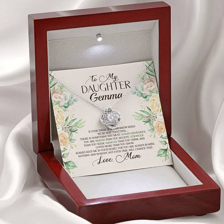 Personalized to My Daughter From Mom if Ever There Is Tomorrow Love Knot Pendant Necklace