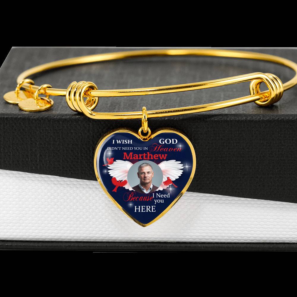 Custom Photo I Wish God Didn't Need You In Heaven I Need You Here Heart Pendant Necklace - Cardinal Memorial In Heaven Necklace