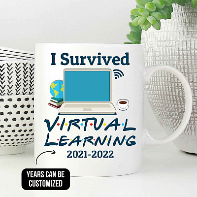 Personalized I Survived Virtual Learning Pandemic Coffee Mug - Beer Stein - Water Bottle - Color Changing Mug