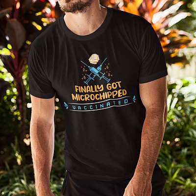 Alternative view of Finally Got Microchipped Shirt - Vaccinated Shirt - Vaccine Shirt - I've Been Vaccinated T-Shirt