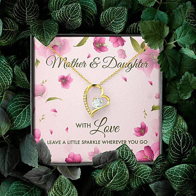 Mother And Daughter With Love Leave A Little Sparkle Wherever You Go Forever Love Pendant Necklace