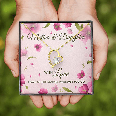 Mother And Daughter With Love Leave A Little Sparkle Wherever You Go Forever Love Pendant Necklace