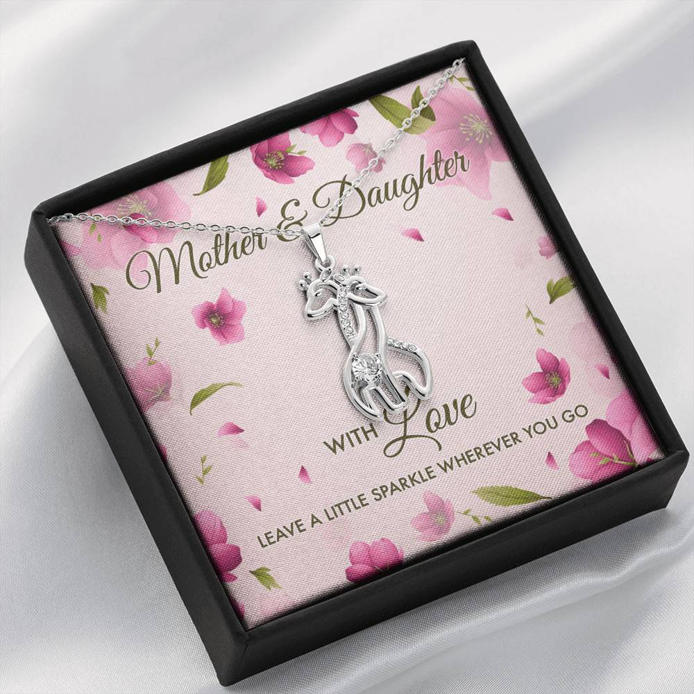 Mother And Daughter With Love Leave A Little Sparkle Wherever You Go Giraffe Pendant Necklace