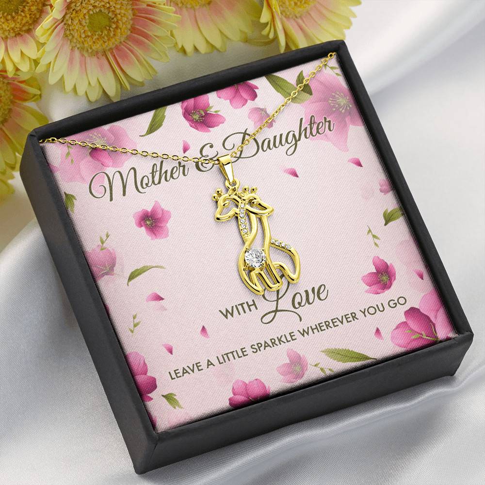 Mother And Daughter With Love Leave A Little Sparkle Wherever You Go Giraffe Pendant Necklace