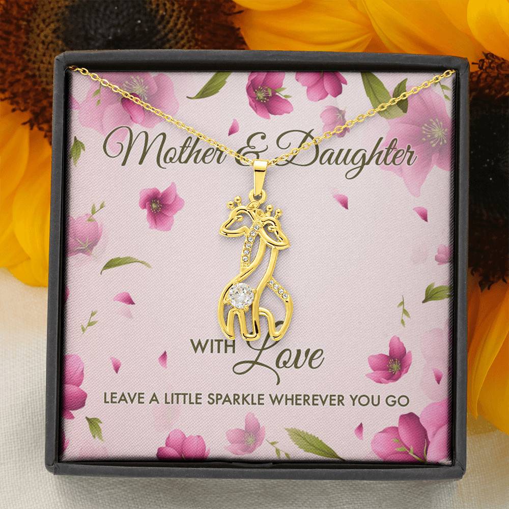 Mother And Daughter With Love Leave A Little Sparkle Wherever You Go Giraffe Pendant Necklace