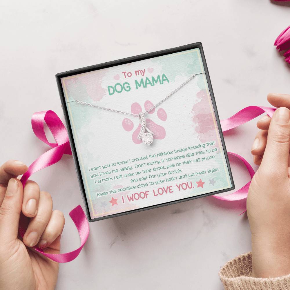 To My Dog Mama Until We Meet Again I Woof Love You Alluring Beauty Pendant Necklace