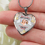 Custom Photo Those We Love Don't Go Away They Walk Beside Us Everyday Heart Pendant Necklace