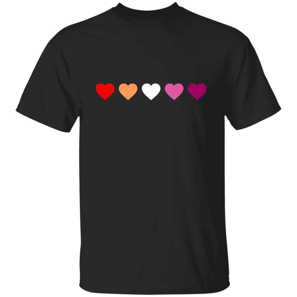 Lesbian Flag T-shirt - V-Neck Tee, Black, Unisex T-Shirt