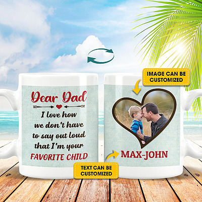 Alternative view of Custom Photo Dear Dad I'm Your Favorite Child Coffee Mug - Beer Stein - Water Bottle - Color Changing Mug
