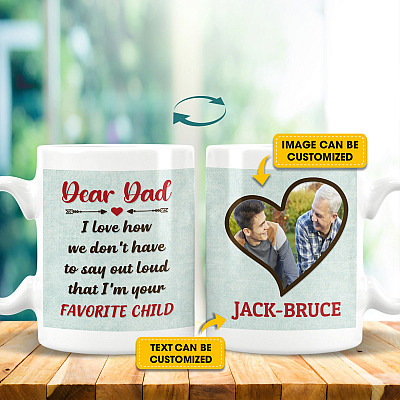 Custom Photo Dear Dad I'm Your Favorite Child Coffee Mug - Beer Stein - Water Bottle - Color Changing Mug