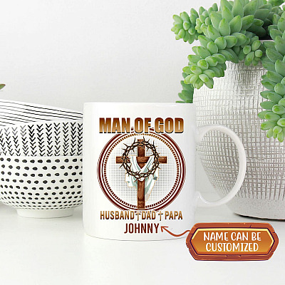 Alternative view of Personalized Man Of God Husband Dad Papa Coffee Mug - Beer Stein - Water Bottle - Color Changing Mug