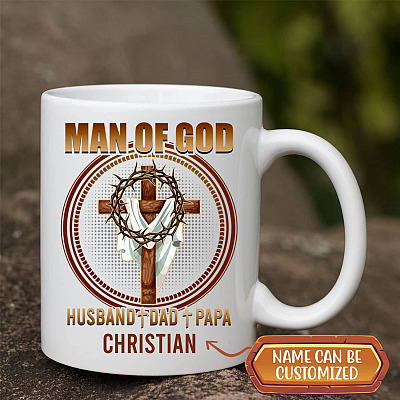 Personalized Man Of God Husband Dad Papa Coffee Mug - Beer Stein - Water Bottle - Color Changing Mug
