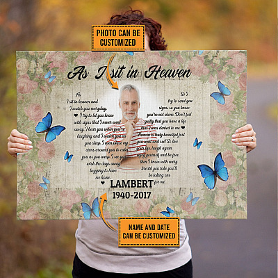 Alternative view of Custom Photo Remembrance as I Sit in Heaven Framed Canvas - Unframed Poster - Home Decor Wall Art