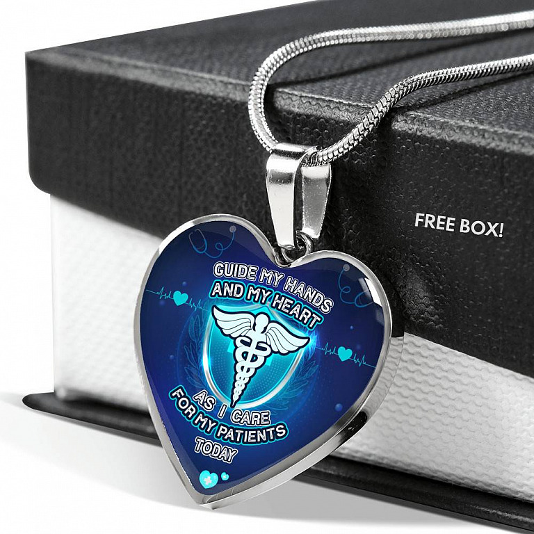 Guide My Hands And My Heart As I Care For My Patients Today Luxury Heart Pendant Necklace