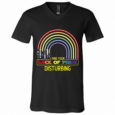 I Find Your Lack Of Pride, Black, V-Neck T-Shirt