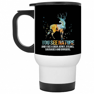 14 oz. White Travel Mug