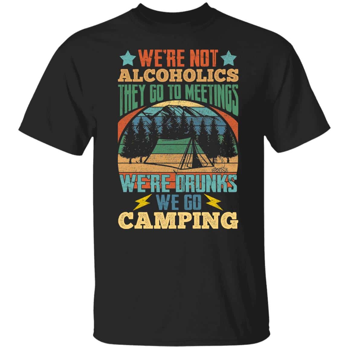 camping, Black, Unisex T-Shirt