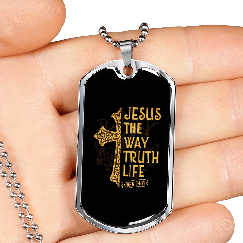 Jesus The Way The Truth The Life John 14:6 Dogtag Pendant Necklace Jesus The Way The Truth The Life John 14:6 Dogtag Pendant Necklace