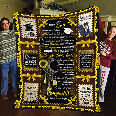 Alternative view of Class Of 2022 Senior Graduation Blanket For Son - Even A Global Pandemic Cannot Stop Me Grad Throw Blanket