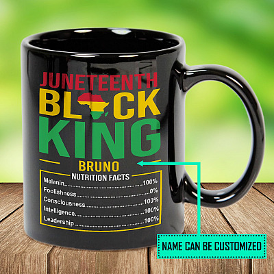 Personalized Juneteenth Black King Nutritional Facts Ceramic Coffee Mug