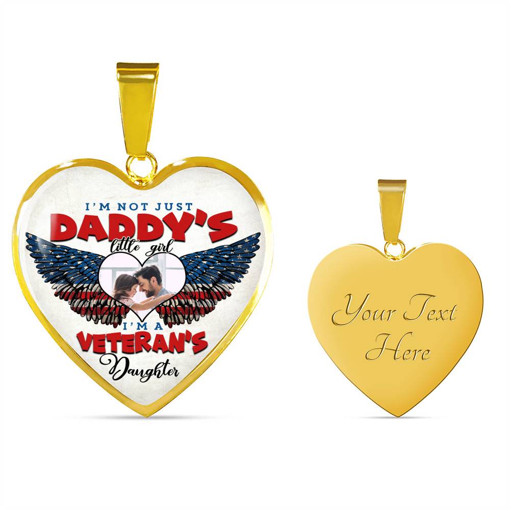 Personalized Photo I'm Not Just Daddy Little's Girl I'm A Veteran's Daughter Heart Pendant Necklace - Bangle