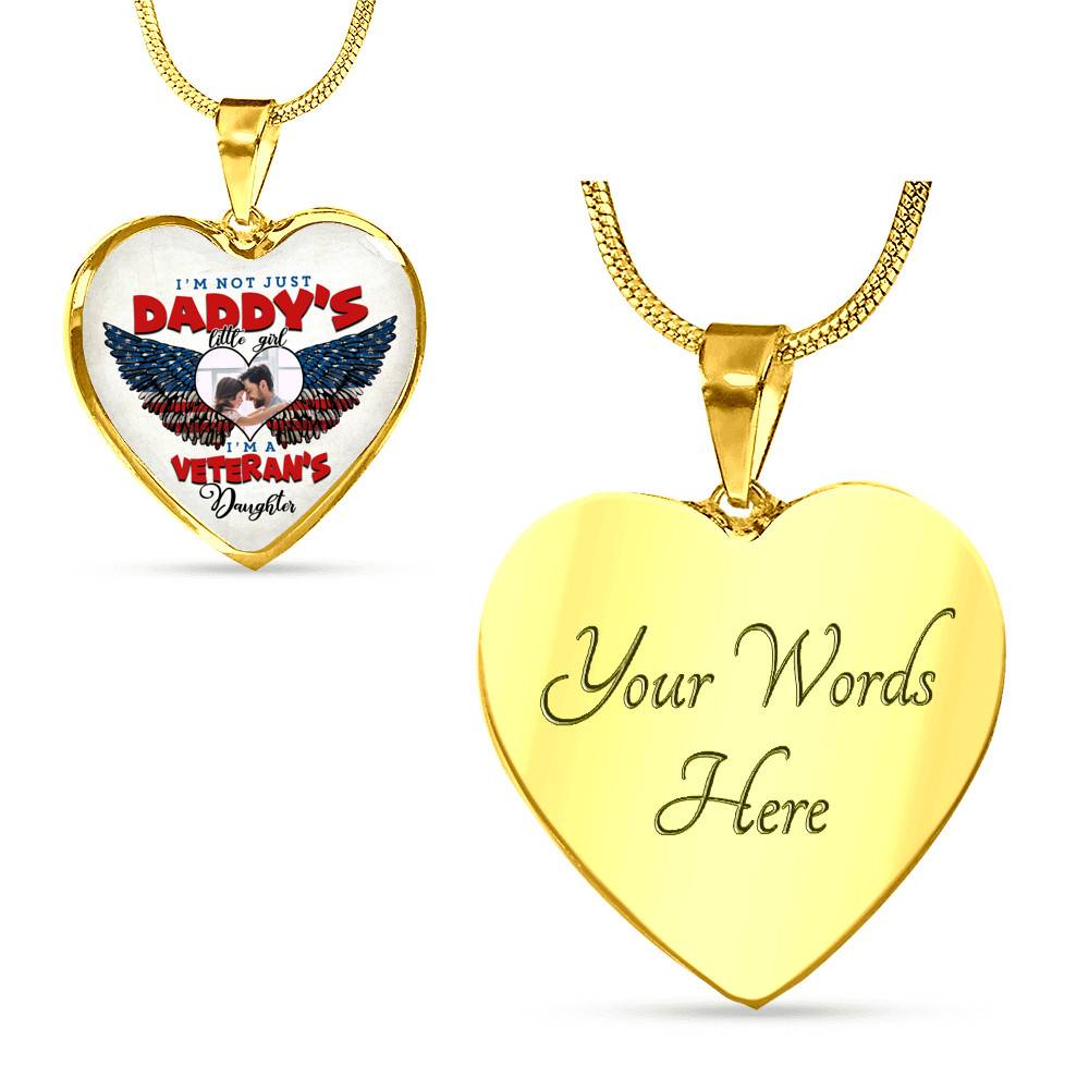 Personalized Photo I'm Not Just Daddy Little's Girl I'm A Veteran's Daughter Heart Pendant Necklace - Bangle