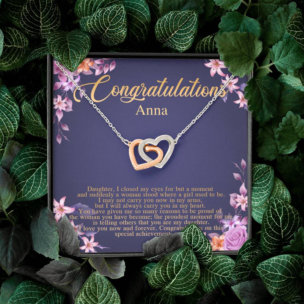 Personalized Congratulations To My Daughter Interlocking Hearts Pendant Necklace - Congrats Daughter Necklace Personalized Congratulations To My Daughter Interlocking Hearts Pendant Necklace - Congrats Daughter Necklace