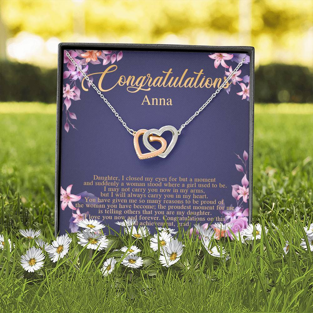 Personalized Congratulations To My Daughter Interlocking Hearts Pendant Necklace - Congrats Daughter Necklace Personalized Congratulations To My Daughter Interlocking Hearts Pendant Necklace - Congrats Daughter Necklace