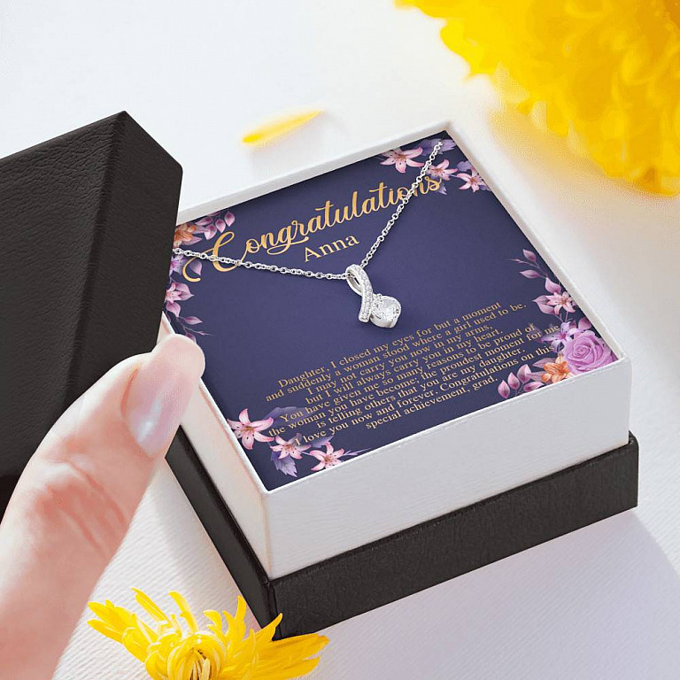 Personalized Congratulations To My Daughter Alluring Beauty Pendant Necklace - Congrats Daughter Necklace