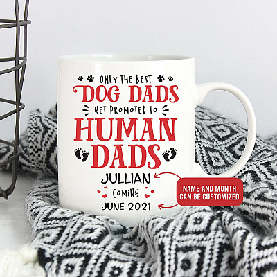 Alternative view of Personalized Only The Best Dog Dads Get Promoted To Human Dads Coffee Mug - New Dad Travel Bottle
