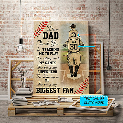 Alternative view of Personalized From Daughter Dear Dad Thank You for Teaching Me to Play Wrapped Framed Canvas Prints-Unframed Poster
